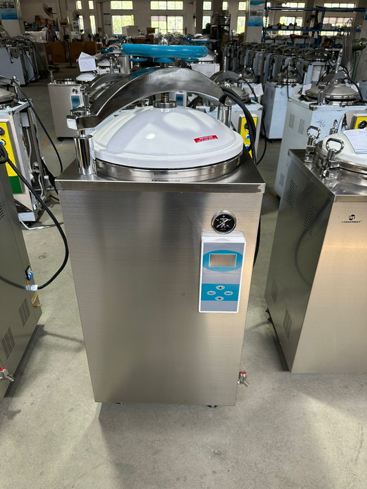 Delivered order to Colombia- vertical autoclave 100L hand wheel door
