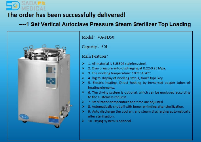 50L Vertical Steam Autoclave Delivered to Hungary | SADA Medical Sterilizer Solutions