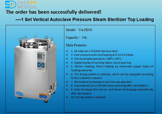 50L Vertical Steam Autoclave Delivered to Hungary | SADA Medical Sterilizer Solutions