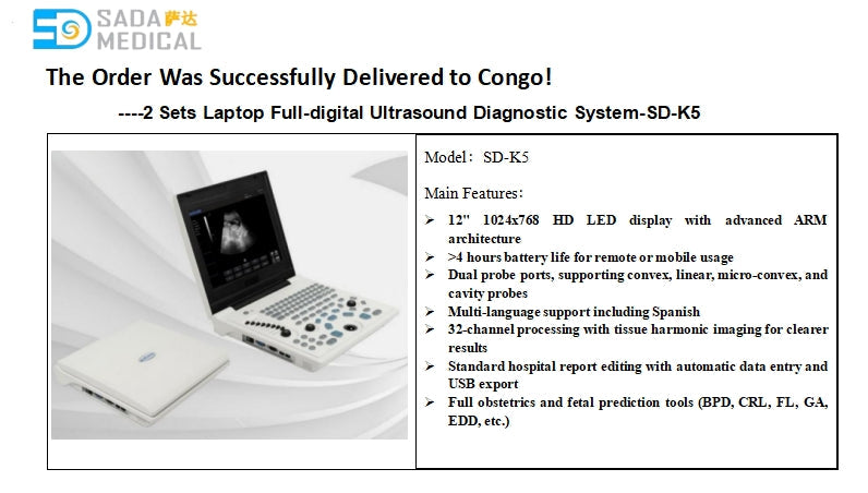 SADA Medical Delivers Two SD-K5 Portable Ultrasound Systems to Congo Hospital