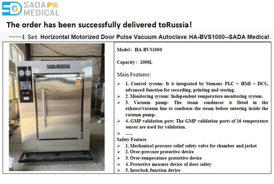 Custom 1000L Steam Sterilizer with 7 Trays Delivered to Russian Hospital  SADA Medical