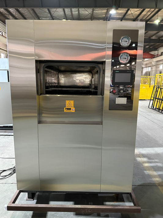 Delivered order to Uzbekistan for our single sliding door 360L large autocalve with shelf