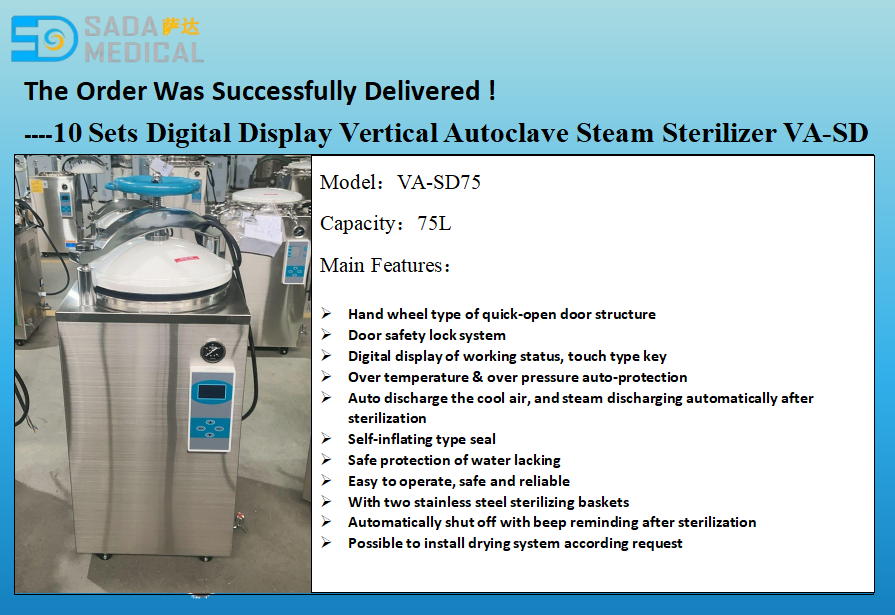 Hospitals Steam Riser VA-SD75 Vertical Autoclave – High-Performance 75L Steam Sterilizer for ...