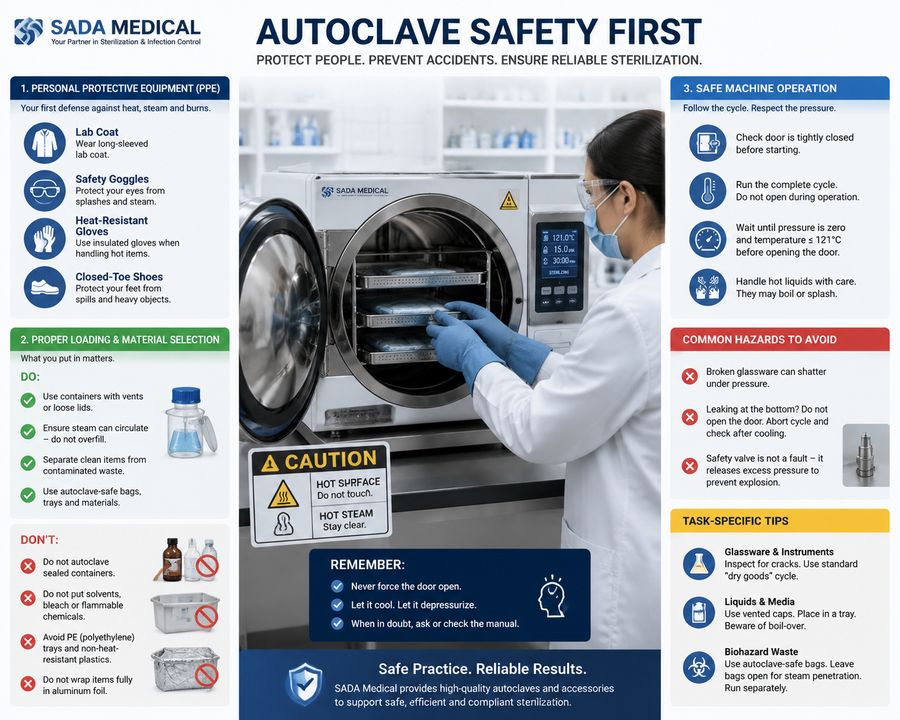 Sada Medical autoclave safety guidelines in laboratory