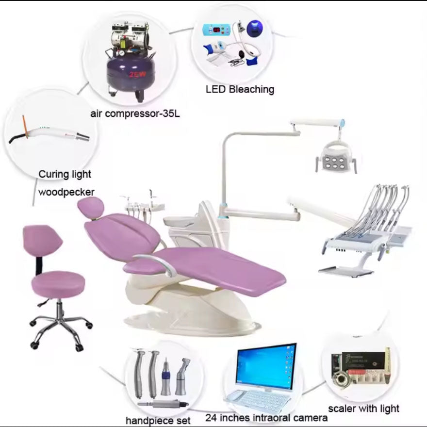 Factory Direct Sales Adjustable Full Set Dental Chair Electrical Dentist Unit with Intra Oral Camera Monitor for Clinic Hospital