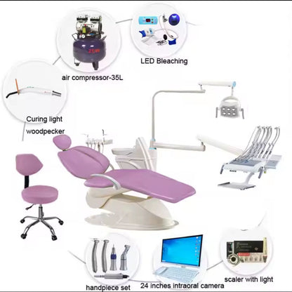 Factory Direct Sales Adjustable Full Set Dental Chair Electrical Dentist Unit with Intra Oral Camera Monitor for Clinic Hospital