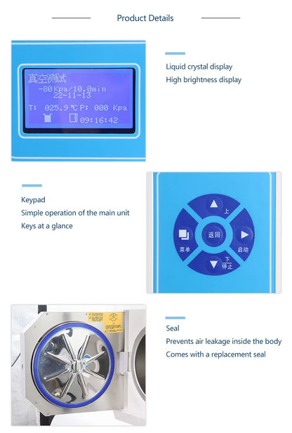 Autoclave de clase B con vacío pulsante de sobremesa 8L-23L 